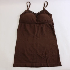 Idea USA Solid Brown Spaghetti Strap Camisole Tops Build In Bra One Size