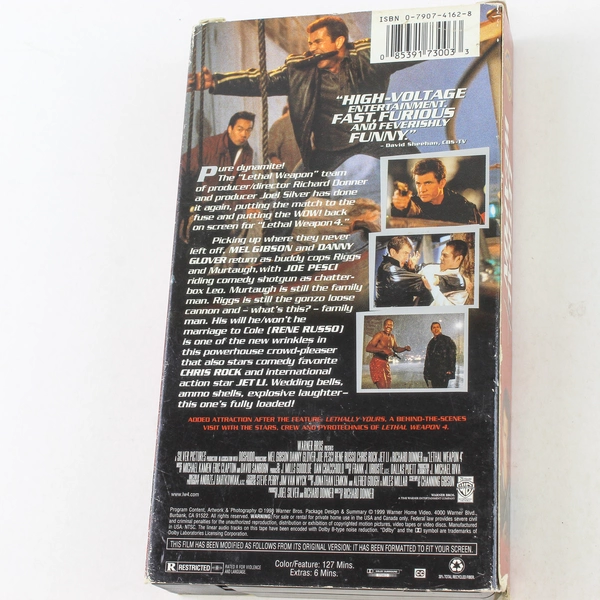 Lethal Weapon 4 VHS 1999 Mel Gibson Danny Glover Warner Bros. Classic Movie