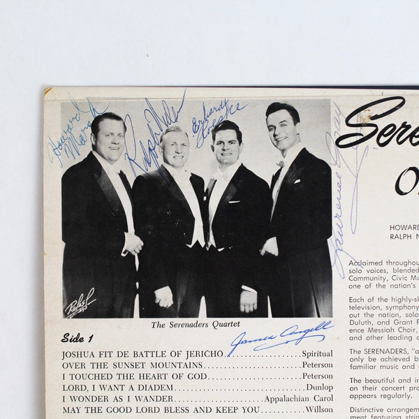 SIGNED Serenaders Quartet On Wings of Song Vinyl Zondervan Publishers