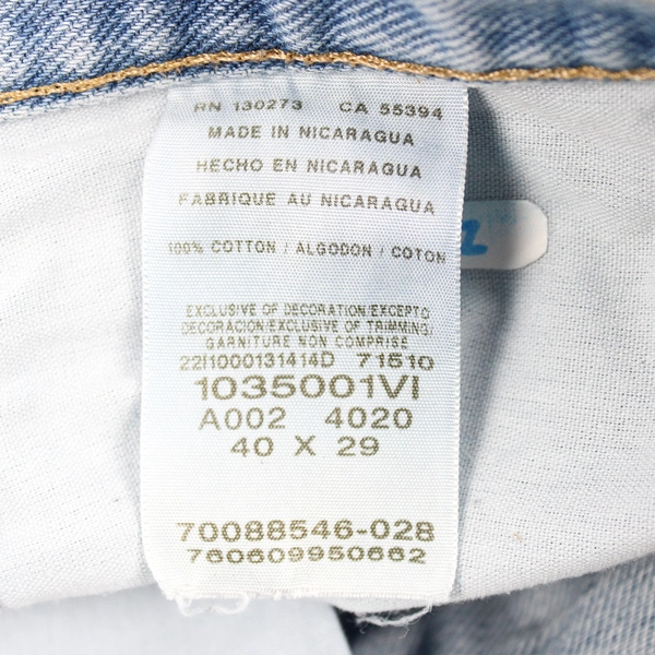 Wrangler Straight Jeans Men's W40 L29 Light Wash Blue 100% Cotton