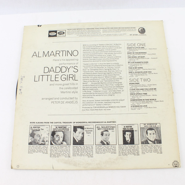 Al Martino Daddy's Little Girl Vinyl LP Record Capitol ST 2733 - Pre-Owned