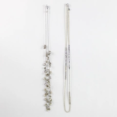 Lot of 2 Ann Taylor Loft Silver-Tone Rhinestone Beaded Necklaces