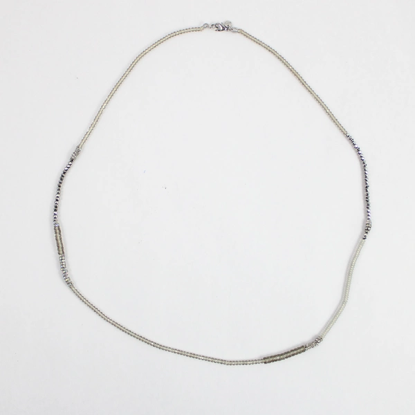 Lot of 2 Ann Taylor Loft Silver-Tone Rhinestone Beaded Necklaces