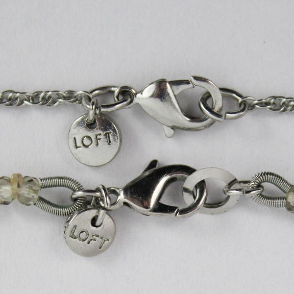 Lot of 2 Ann Taylor Loft Silver-Tone Rhinestone Beaded Necklaces