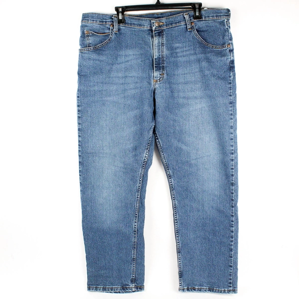 Wrangler Straight Jeans Men's W40 L30, Medium Wash Blue Cotton 