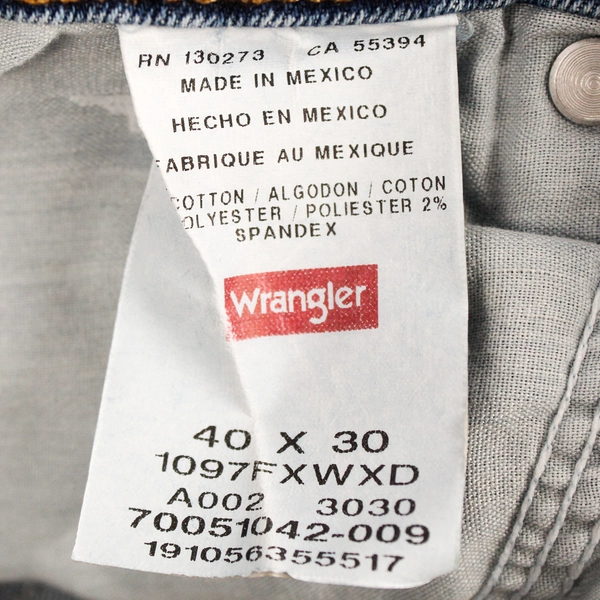 Wrangler Straight Jeans Men's W40 L30, Medium Wash Blue Cotton 
