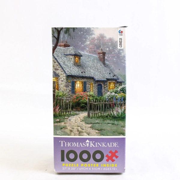 Thomas Kinkade Evening At Autumn Lake 1000 Piece Puzzle With Poster