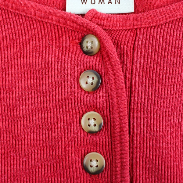 Classic Elements Red Long-Sleeved Henley Top Women's Size 2XL