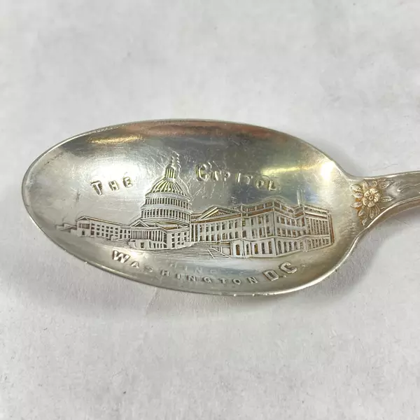 Vintage Williams Bros Washington DC Souvenir Silver Plate Spoon With Print Error