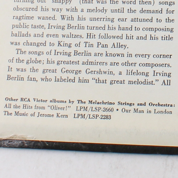 The Ballads of Irving Berlin LP - The Melachrino Strings RCA 1964