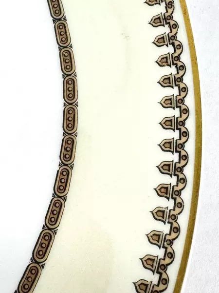 Vtg Haviland Schleiger China Platter With Handles White Yellow Band Gold Trim