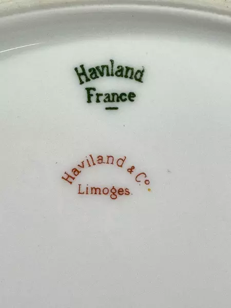 Vtg Haviland Schleiger China Platter With Handles White Yellow Band Gold Trim
