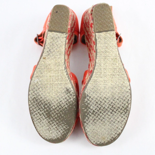 Toms Sandals Women's 10 Sienna Criss Cross Strappy Orange Wedge Heels 10009762