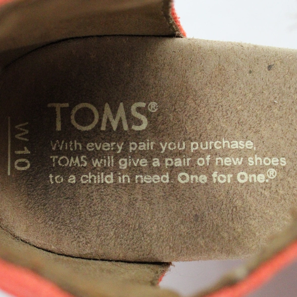 Toms Sandals Women's 10 Sienna Criss Cross Strappy Orange Wedge Heels 10009762