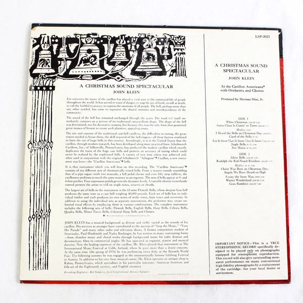 John Klein A Christmas Sound Spectacular Vinyl 1959