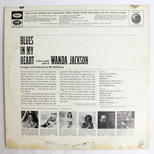Blues In My Heart Vinyl Record By Wanda Jackson Capitol Records 1965