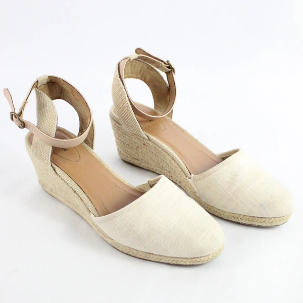 Style & Co Women's 9.5M Mailena Wedge Sandals Beige/White 42079