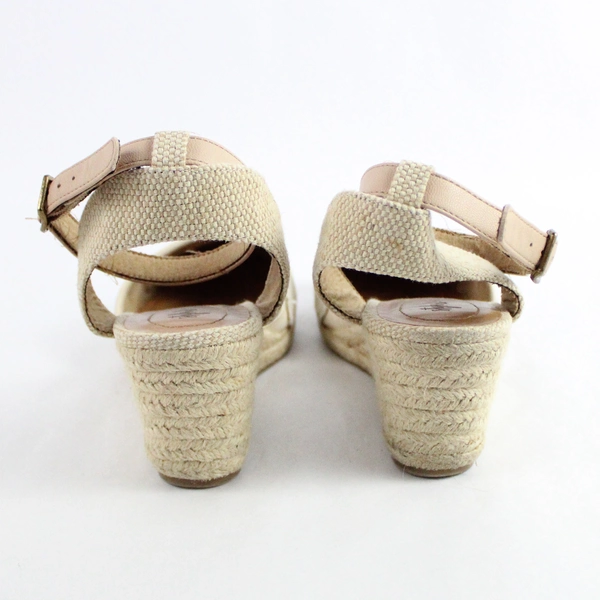 Style & Co Women's 9.5M Mailena Wedge Sandals Beige/White 42079