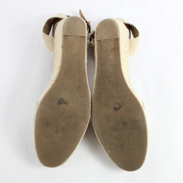 Style & Co Women's 9.5M Mailena Wedge Sandals Beige/White 42079