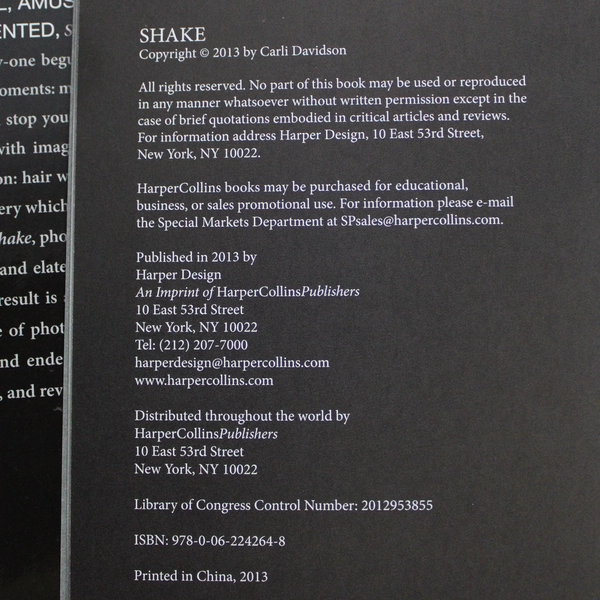 Shake by Carli Davidson 2013 Harper Design Hardcover Dust Jacket