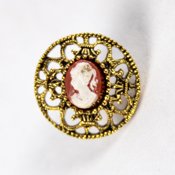 Vintage Women's Stud Earrings Victorian Cameo Gold-Toned Costume Jewelry Pair