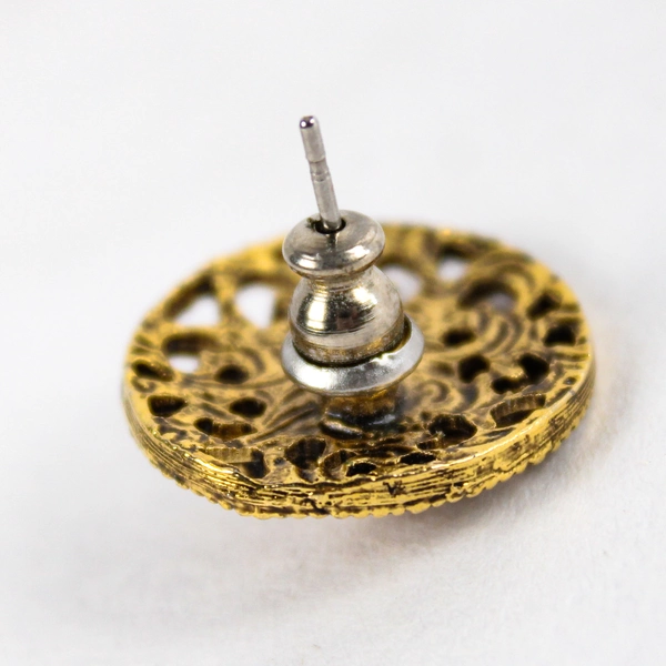 Vintage Women's Stud Earrings Victorian Cameo Gold-Toned Costume Jewelry Pair