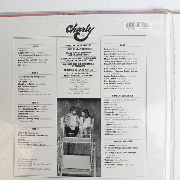 CHARLY A Love Song Music by Lex De Azevedo Two Disc Set Embryo Records 1984