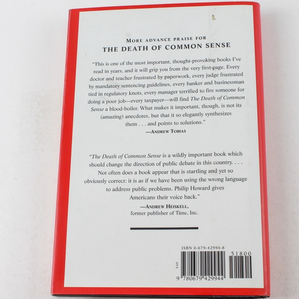 The Death of Common Sense by Philip K. Howard 1995 Hardcover Book Good Condition