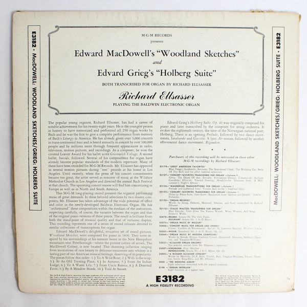MacDowell's Woodland Sketches and Grieg's Holberg Suite MGM Records Vinyl