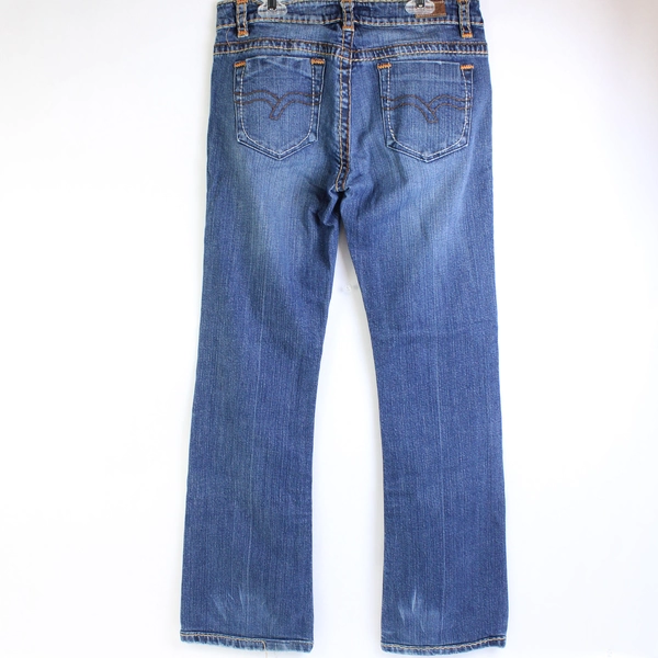 LA Idol Flair Jeans Women's 9 Cotton Stretch Medium Blue Stitching Flawed