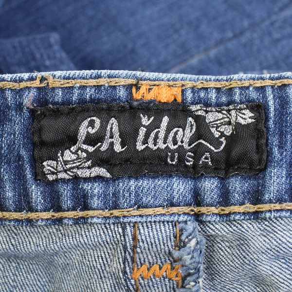 LA Idol Flair Jeans Women's 9 Cotton Stretch Medium Blue Stitching Flawed