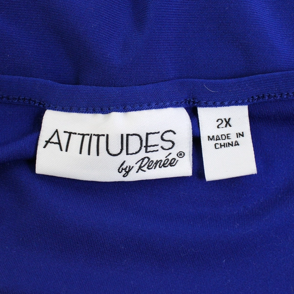 Attitudes By Renee Blue Sleeveless Top Shirt Women's Plus Size 2X