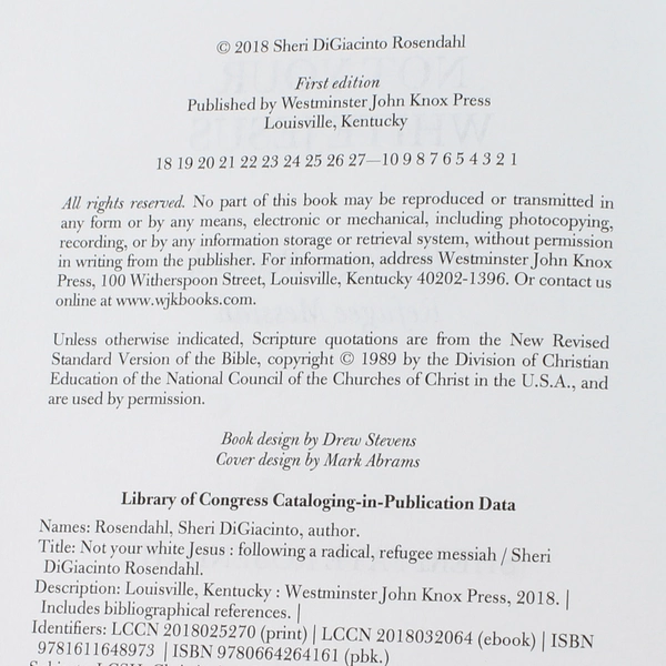 Not Your White Jesus by Sheri Faye Rosendahl 2018 Paperback - Good Condition