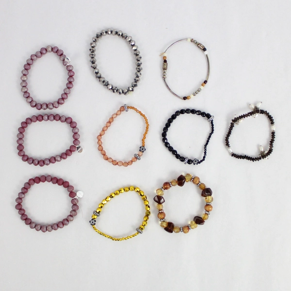 Lot of 10 Colorful Stretchy Beaded Bracelets for Fun Layering
