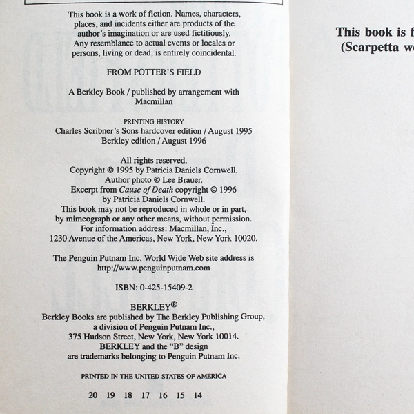 Lot of 2 Patricia Cornwell Books Blow Fly and From Potter's Field