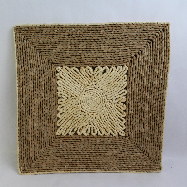 Set of 3 Woven Sea Grass Placemats with Geometric Patterns