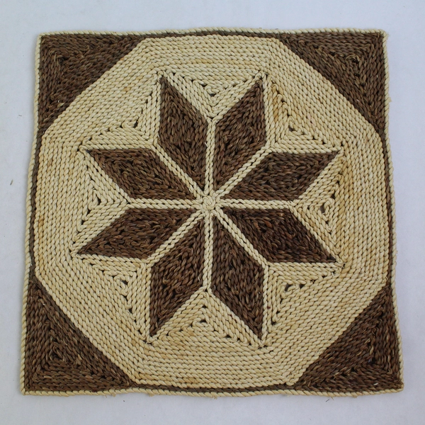 Set of 3 Woven Sea Grass Placemats with Geometric Patterns
