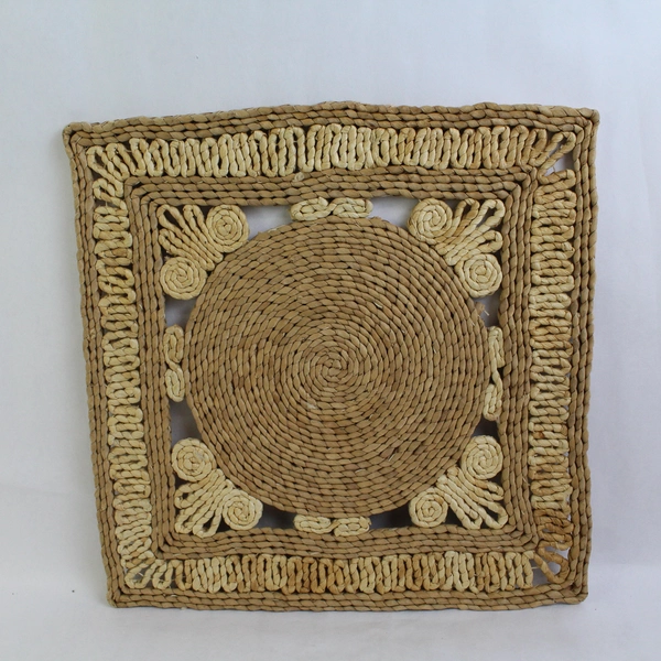 Set of 3 Woven Sea Grass Placemats with Geometric Patterns