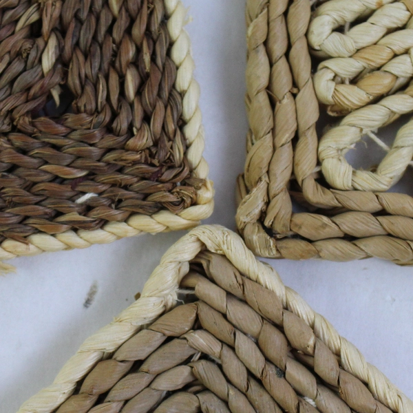 Set of 3 Woven Sea Grass Placemats with Geometric Patterns