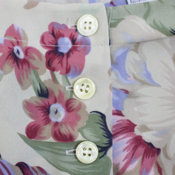 Alfred Dunner Floral Pink/Green Blouse w/ Shoulder Pads Women's Petite 10