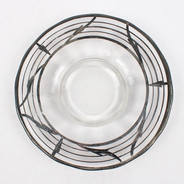 Vintage Silver Overlay Glass Saucer 6.25 Inch