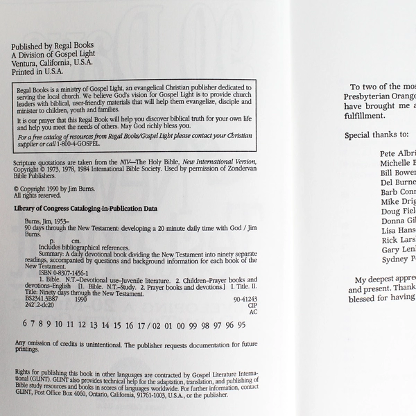 Lot of 2 90 Days Through the New Testament by Jim Burns 1990