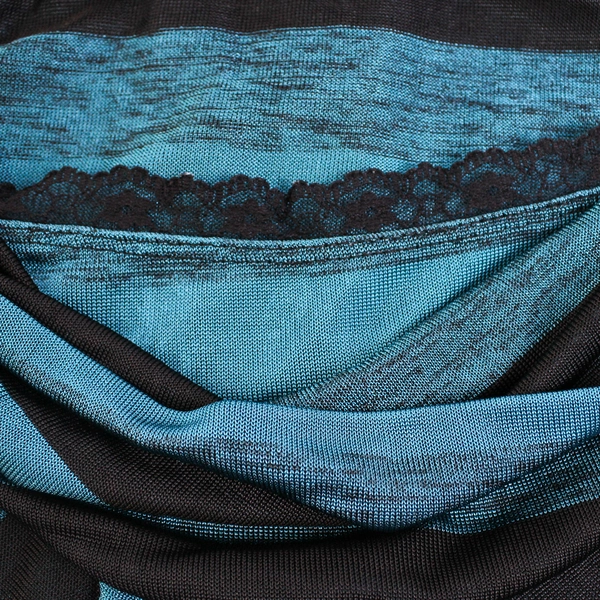 Heartsoul Blue Black Striped T-Shirt Short Sleeve Cowl Neck Women's Size Large