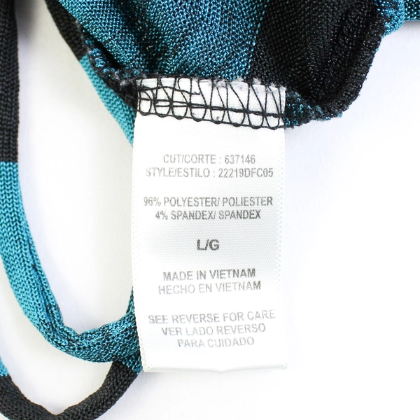 Heartsoul Blue Black Striped T-Shirt Short Sleeve Cowl Neck Women's Size Large