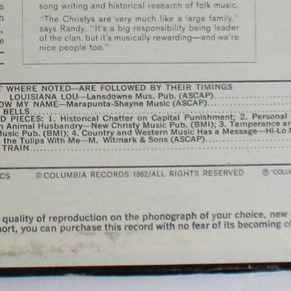 The New Christy Minstrels In Person LP Record 1963 Columbia CL 1941 Promo