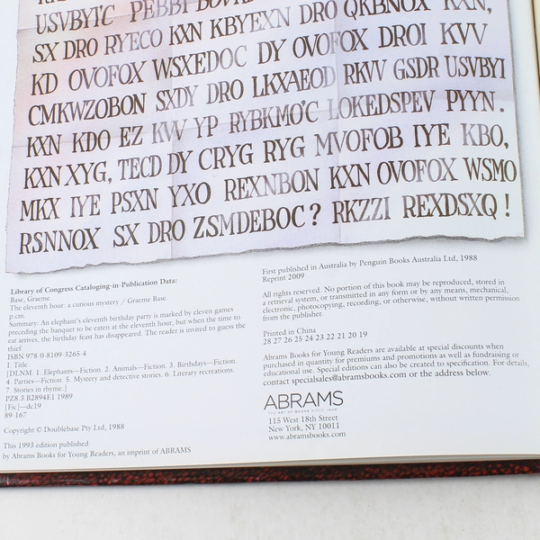 The Eleventh Hour by Graeme Base 1993 Hardcover Curious Mystery Book