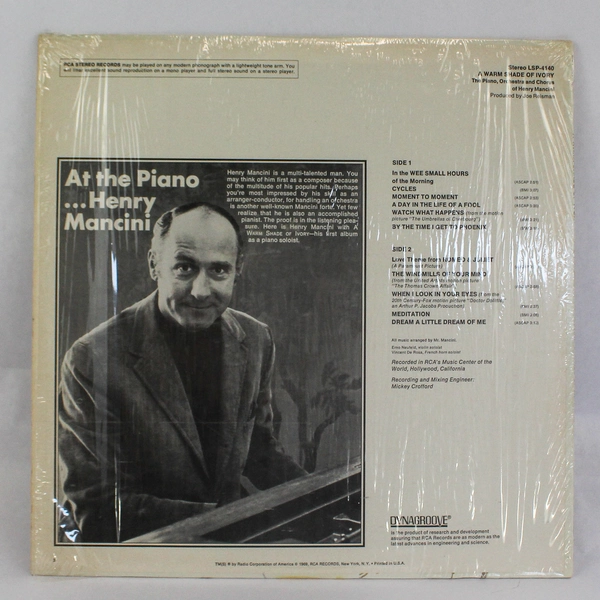Henry Mancini A Warm Shade of Ivory Vinyl LP 1969 RCA Victor Used