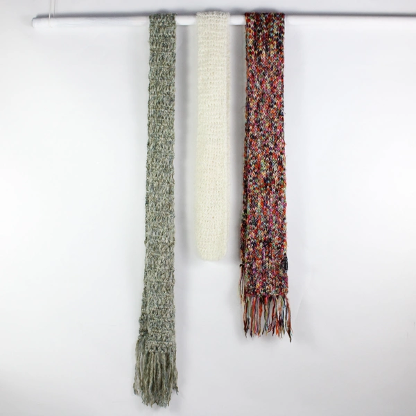 Lot of 3 Knit Winter Scarves Multicolor Yarn