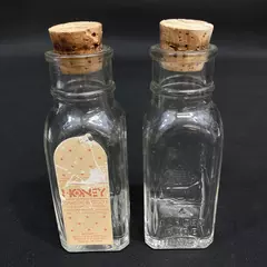 2 Vintage Hickory Farms Orange Blossom Honey 4 oz. Glass Bottles With Cork