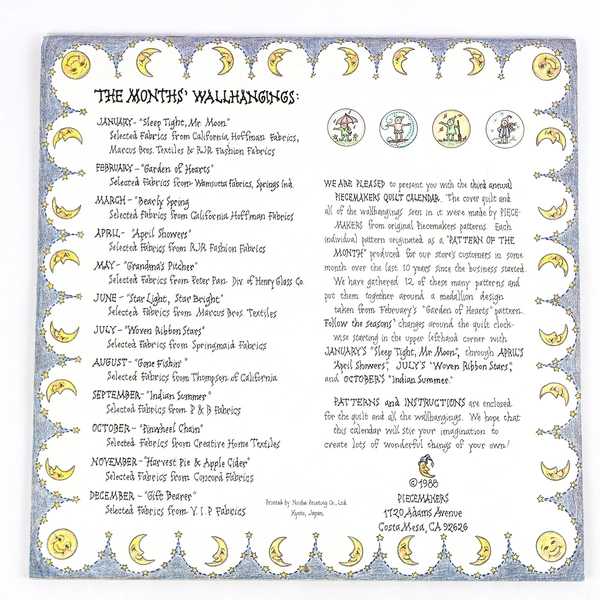 Piecemakers Times & Seasons 1990 Calendar and Quilt Patterns For Every Month